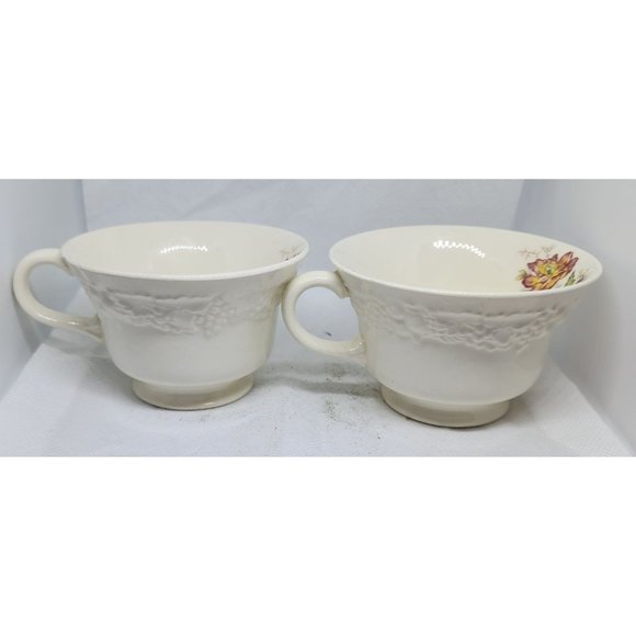 2 Eggshell Theme Homer Laughlin Made In U.S.A Teacup & Saucer Set C41N5 - Picture 13 of 16